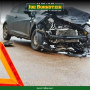 A car after sustaining extensive damage in an accident in Bangor, ME